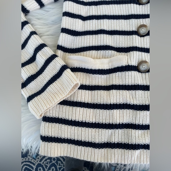 LOFT Striped Double-Breasted Ribbed Knit Sweater Jacket Size small - Picture 5 of 11